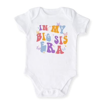 In My Big Sis Era Big Sister Tshirt Girl Bodysuit, Retro Toddler & Kids T-Shirt, Big Sister Announcement Tee