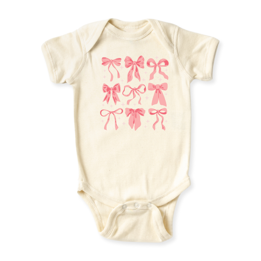 Cute Bows Baby Bodysuit – Premium Custom Baby Clothes, Pink Newborn Gift Outfit, Baby Girl Kids T-shirt