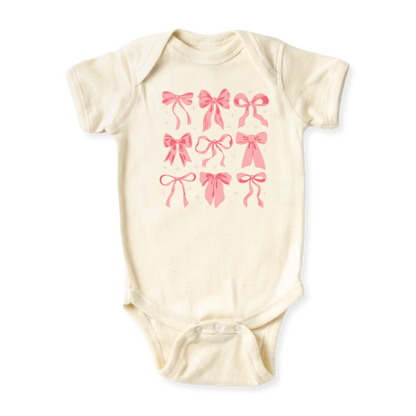 Cute Bows Baby Bodysuit – Premium Custom Baby Clothes, Pink Newborn Gift Outfit, Baby Girl Kids T-shirt