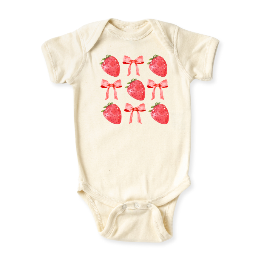 Cute Strawberries & Bows Baby Bodysuit, Newborn & Kids Tshirt, Strawberries Sweatshirt