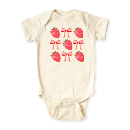 Cute Strawberries & Bows Baby Bodysuit, Newborn & Kids Tshirt, Strawberries Sweatshirt