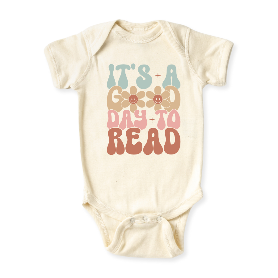 It's a Good Day to Read Retro Girl Tshirt, Inspirational Tee for Baby Girl Bodysuit, Retro Flower Shirt