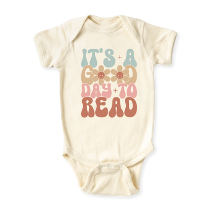 It's a Good Day to Read Retro Girl Tshirt, Inspirational Tee for Baby Girl Bodysuit, Retro Flower Shirt