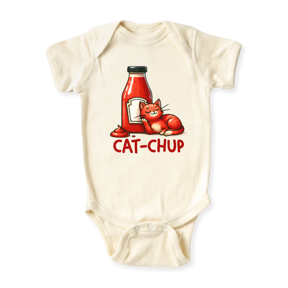 Cat-chup Funny Cat Baby Bodysuit – Cute Ketchup Kids T-Shirt Toddler Tee, Cat Lover Outfit