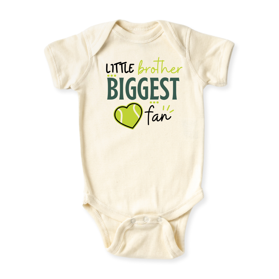 Little Brother Biggest Fan Tennis Shirt for Kids Toddler Tee Big Brother Shirt