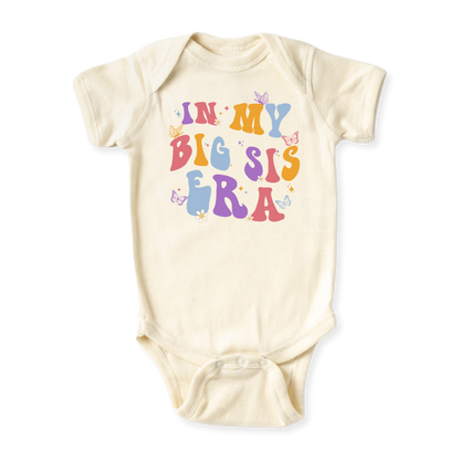 In My Big Sis Era Big Sister Tshirt Girl Bodysuit, Retro Toddler & Kids T-Shirt, Big Sister Announcement Tee