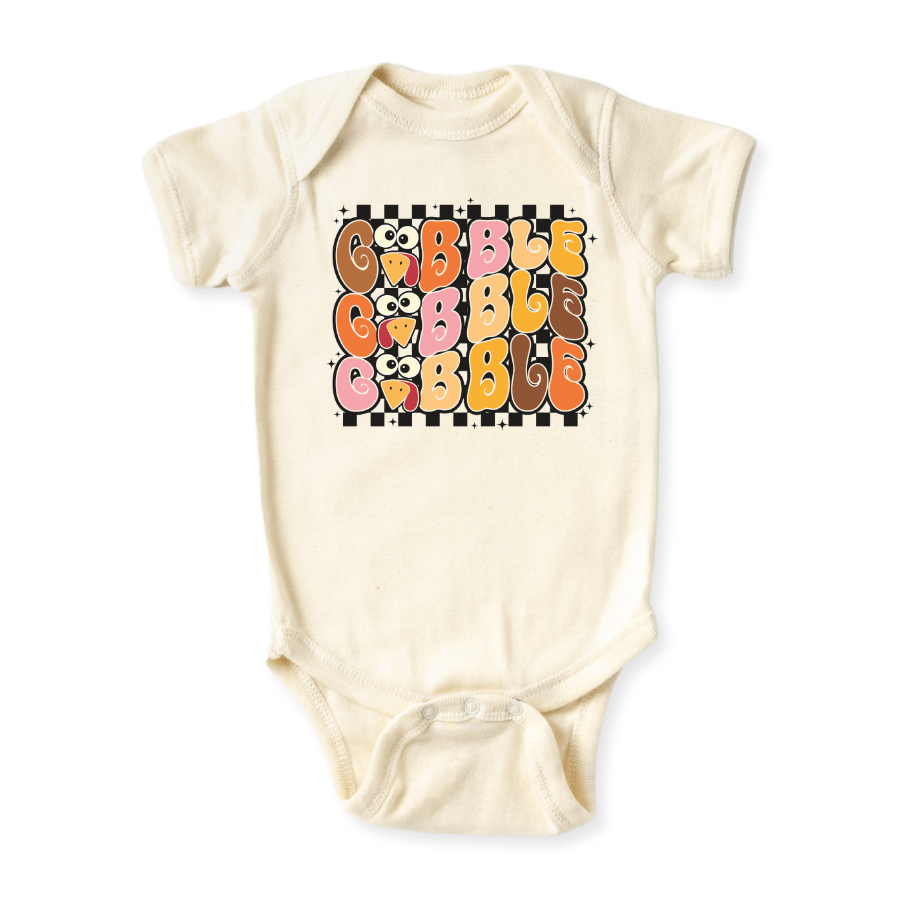 Gobble Gobble Gobble Turkey Baby Bodysuit, Thanksgiving Tshirt for Kids, Cute Baby Gift Fall Baby Clothes