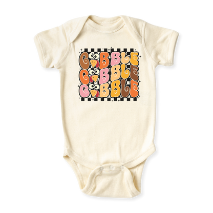 Gobble Gobble Gobble Turkey Baby Bodysuit, Thanksgiving Tshirt for Kids, Cute Baby Gift Fall Baby Clothes