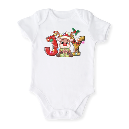 JOY Christmas Baby Bodysuit, Reindeer Kids & Toddler T-Shirt – Holiday Outfit for Boys and Girls