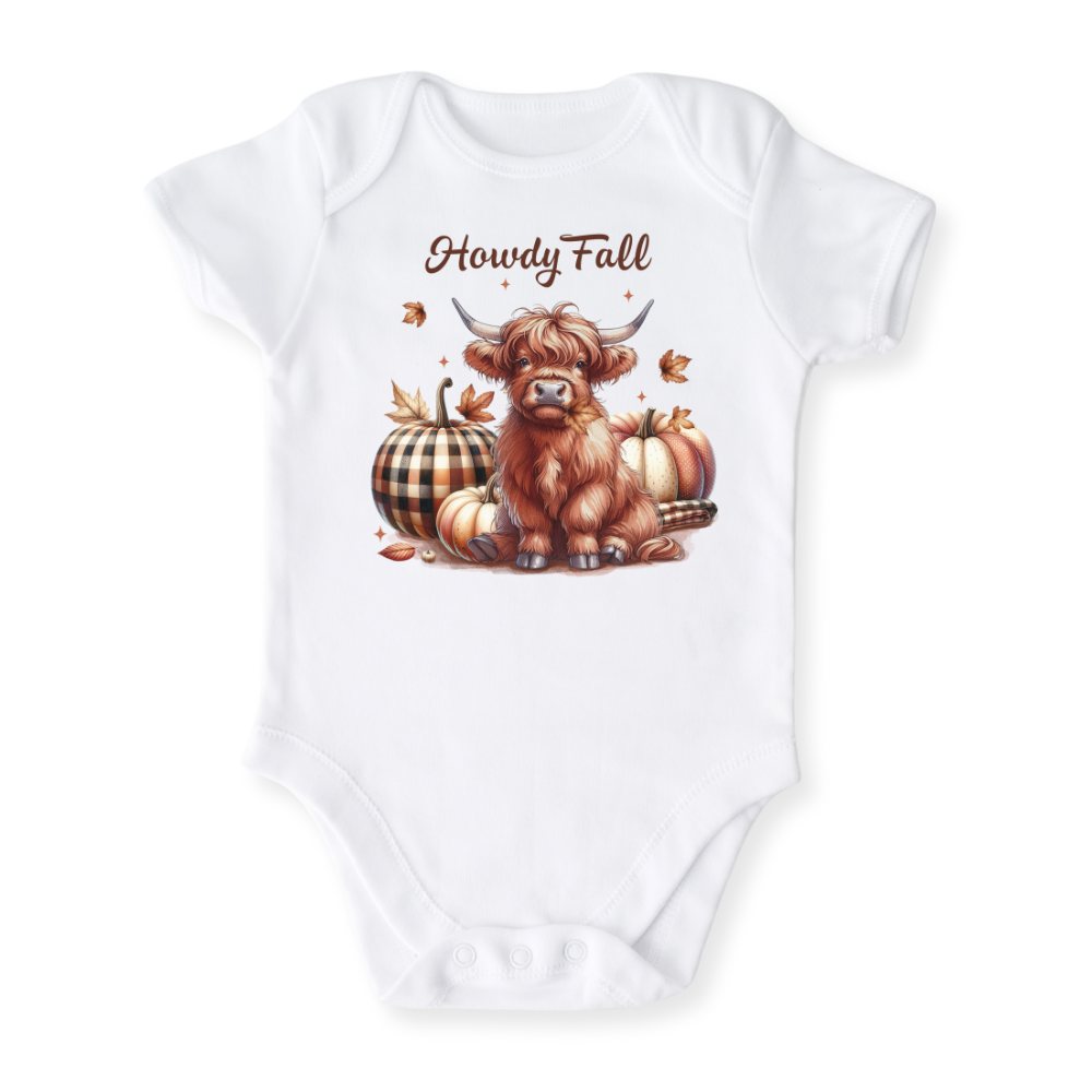 Howdy Fall Baby Bodysuit Haifer Tshirt for Kids Toddler Tee Funny Gift for Baby Clothes Autumn Outfit