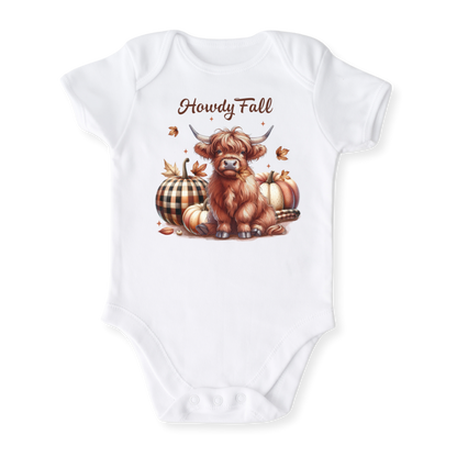 Howdy Fall Baby Bodysuit Haifer Tshirt for Kids Toddler Tee Funny Gift for Baby Clothes Autumn Outfit