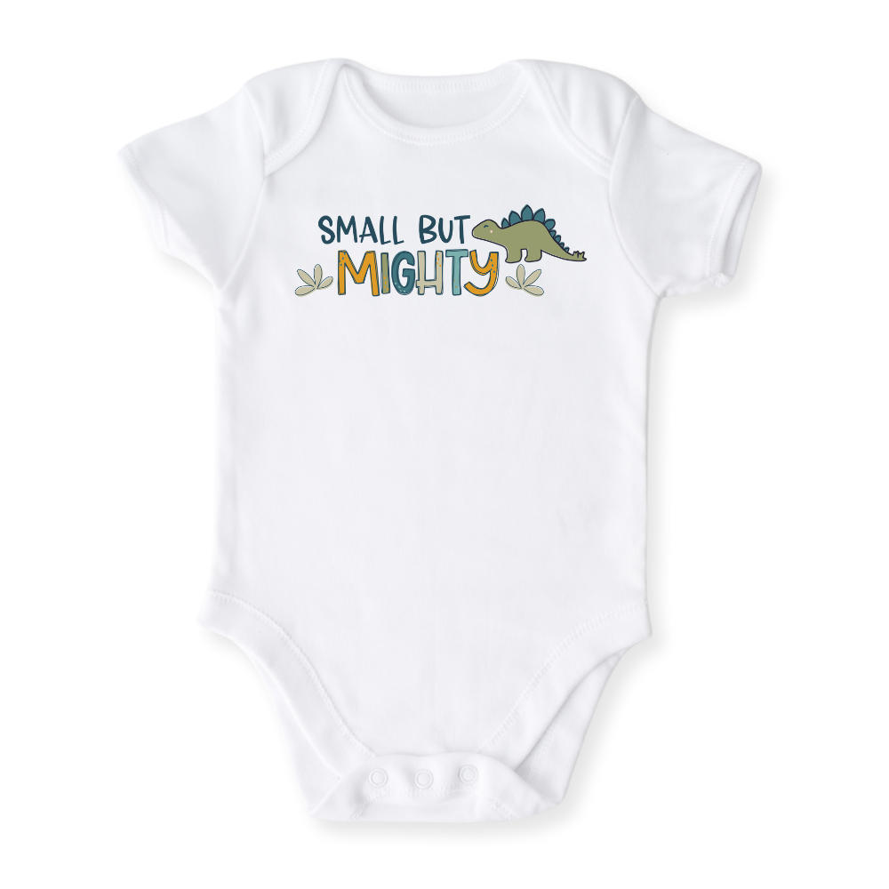 Small but Mighty Dinosaur Tshirt Dino Baby Bodysuit Toddler & Kids T-Shirt, Dinosaur Outfit