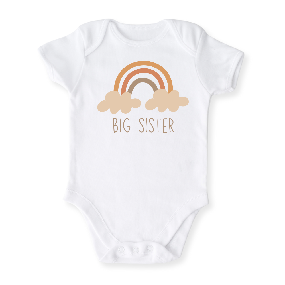 Big Sister Boho Rainbow Tshirt, Big Sister Announcement Shirt for Kids, Family Tee
