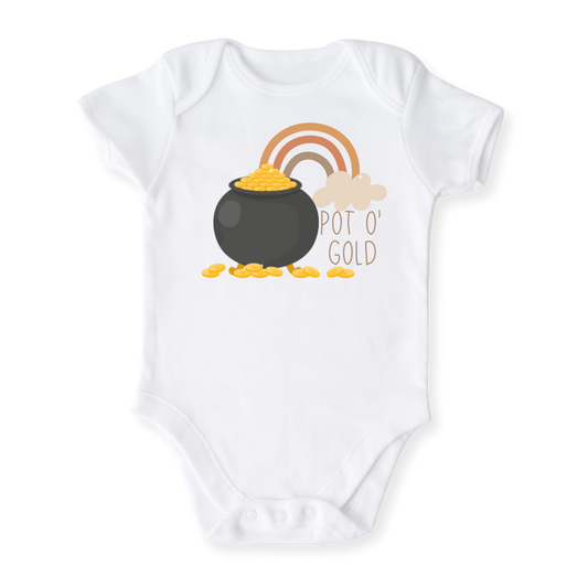 baby onesie onsie clothes girl boy funny newborn gifts outfit toddler infant jersey apparel daddy shirt baby shower kids unisex bodysuit little cute cool clothing mommy cotton newborn Pot Of Gold Rainbow Boho Retro