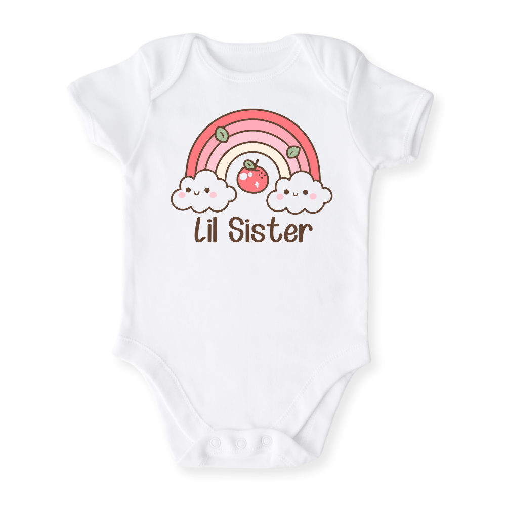 Lil Sister Rainbow Baby Bodysuit, Rainbow Sister Matching Tee
