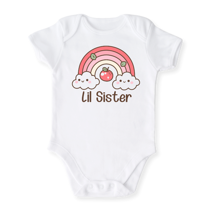 Lil Sister Rainbow Baby Bodysuit, Rainbow Sister Matching Tee