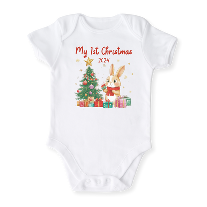 My First Christmas 2025 Baby Bodysuit, Kids & Toddler T-Shirt – Cute Bunny Outfit