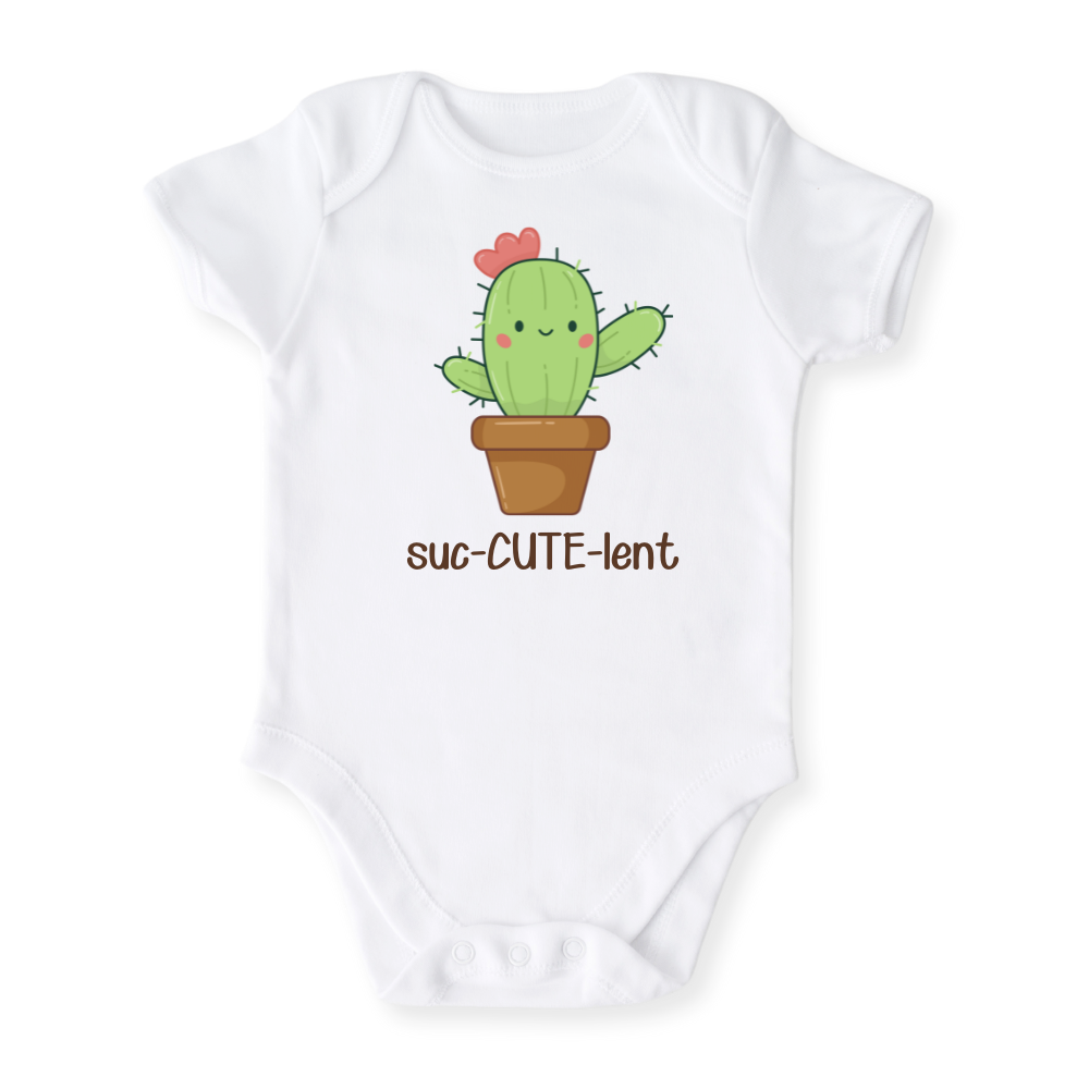 Suc-CUTE-lent Baby Bodysuit, Cute Succulent Girls Tee