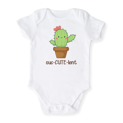 Suc-CUTE-lent Baby Bodysuit, Cute Succulent Girls Tee