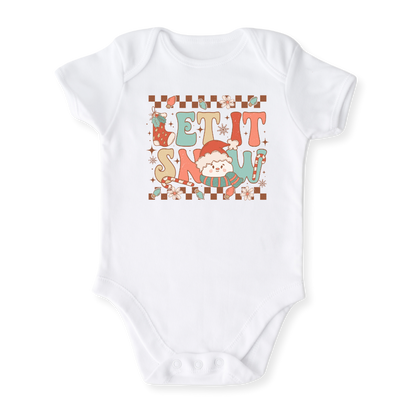 baby onesie onsie clothes girl boy funny newborn gifts outfit toddler infant jersey apparel daddy shirt baby shower kids unisex bodysuit little cute cool clothing mommy cotton newborn name Let it snow christmas santa