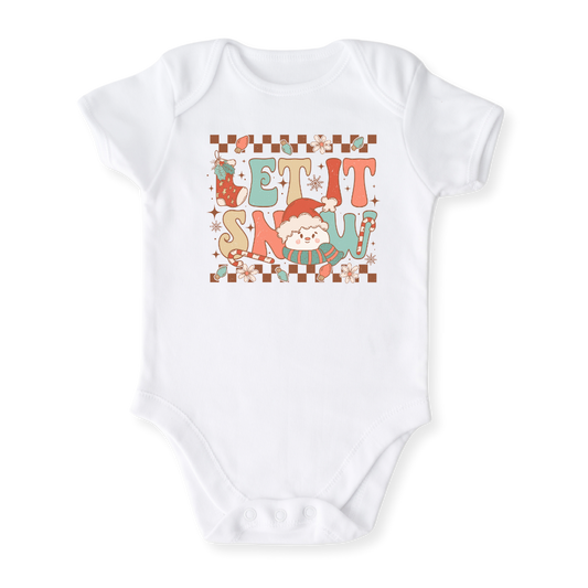 baby onesie onsie clothes girl boy funny newborn gifts outfit toddler infant jersey apparel daddy shirt baby shower kids unisex bodysuit little cute cool clothing mommy cotton newborn name Let it snow christmas santa