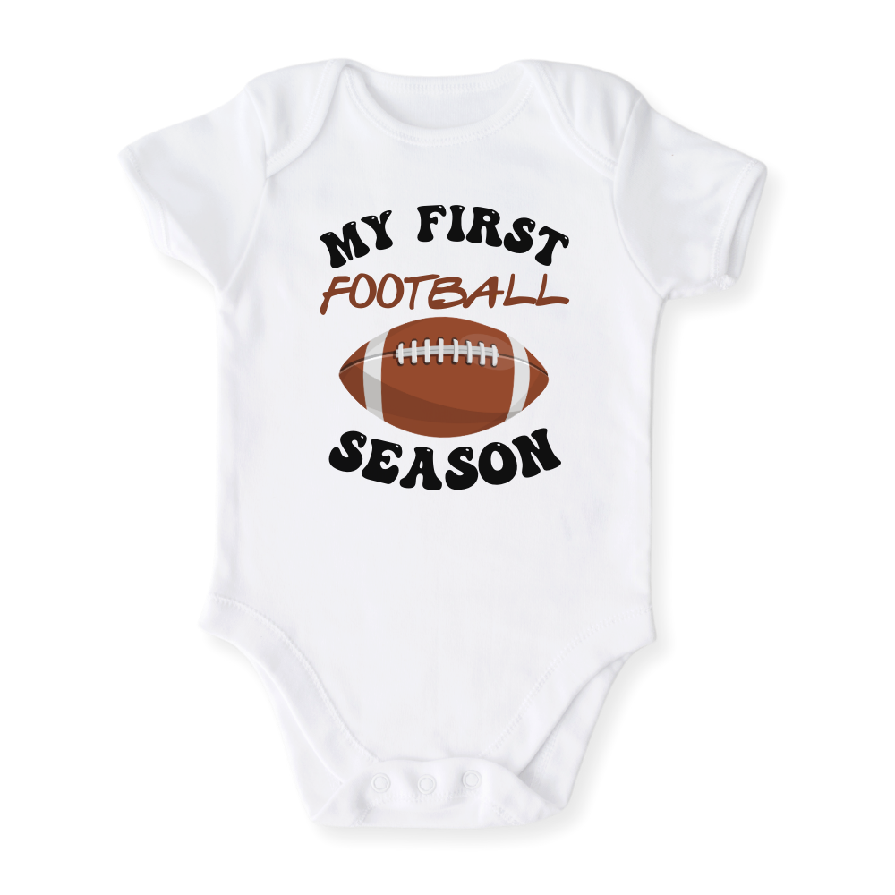baby onesie onsie clothes girl boy funny newborn gifts outfit toddler infant apparel shirt baby shower kids unisex bodysuit little cute cool clothing my 1st football season football fan football lover sport i love football