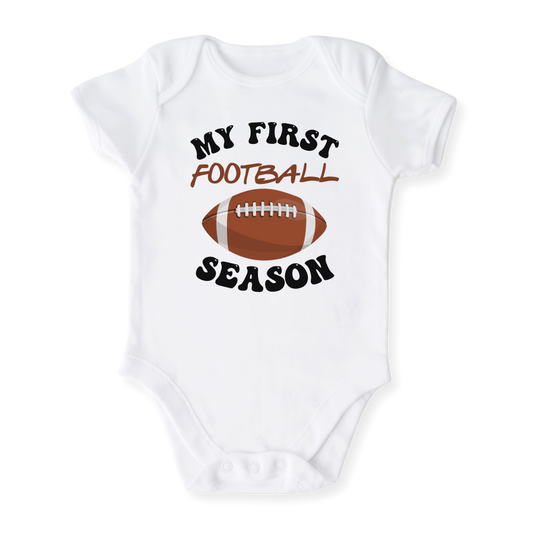 baby onesie onsie clothes girl boy funny newborn gifts outfit toddler infant apparel shirt baby shower kids unisex bodysuit little cute cool clothing my 1st football season football fan football lover sport i love football