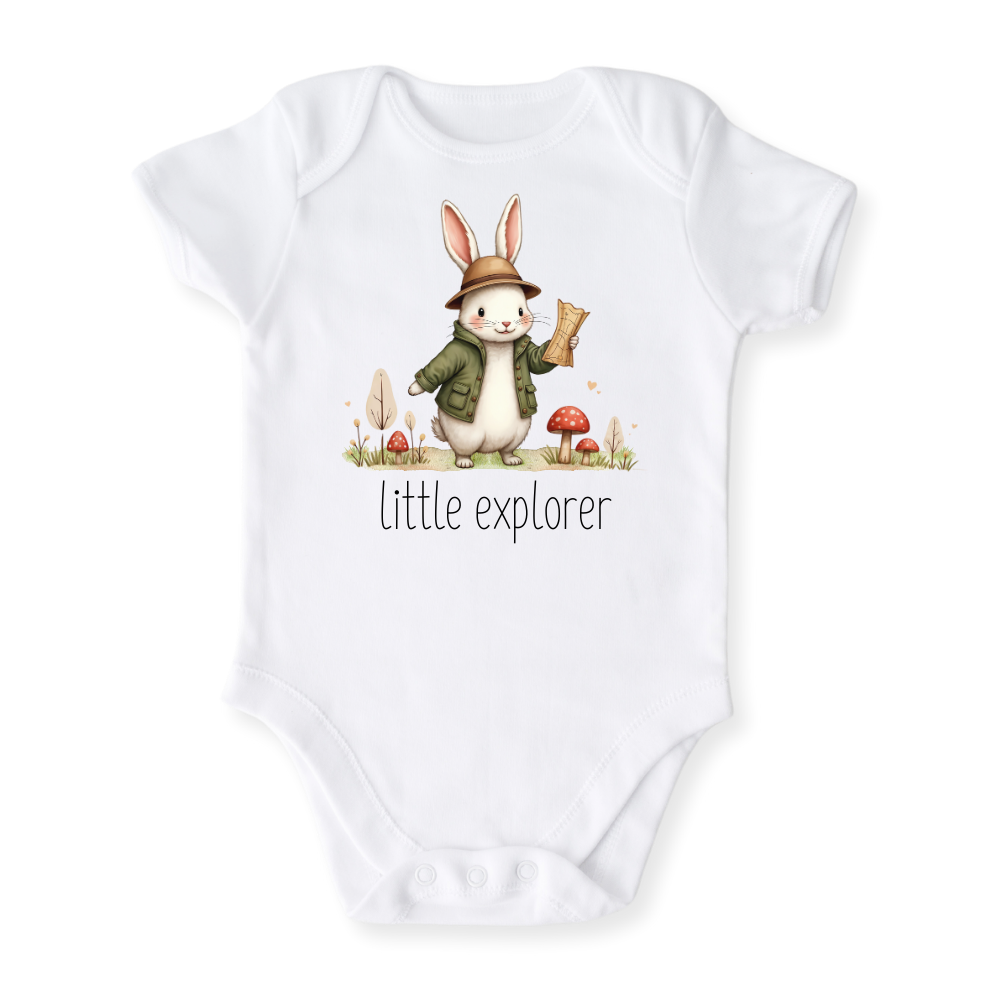 Little Explorer Baby Bodysuit, Kids & Toddler T-Shirt – Cute Rabbit Bunny Baby Clothes for Boys Girls
