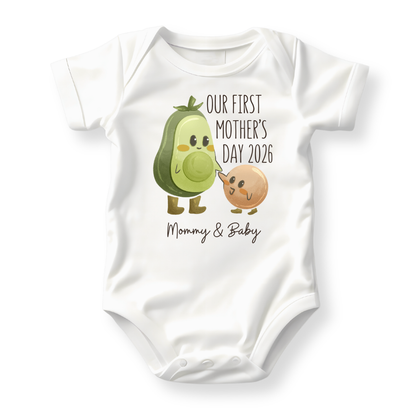 Our First Mother's Day 2026 Baby Bodysuit - Mommy & Baby Custom Baby Outfit