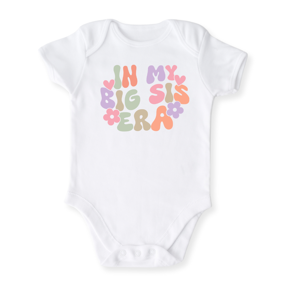 In My Big Sis Era Big Sister Tshirt Sister Baby Bodysuit Toddler & Kids T-Shirt, Big Sister Announcement