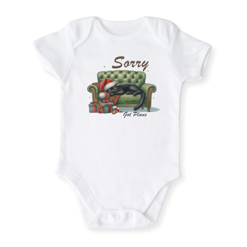 Sorry Got Plans Cat Christmas Baby Bodysuit Funny Tshirt for Kids Toddler Tee Christmas Gift for Baby Clothes