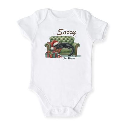 Sorry Got Plans Cat Christmas Baby Bodysuit Funny Tshirt for Kids Toddler Tee Christmas Gift for Baby Clothes
