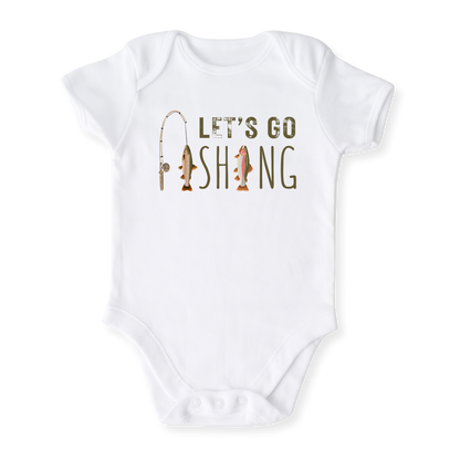 Let's Go Fishing Baby Bodysuit Fishing Tshirt for Kids Toddler Tee Cute Baby Gift for Baby Clothes Fishing Outfit
