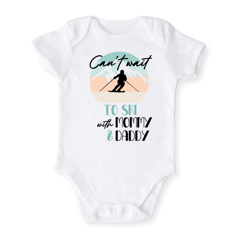 Skiing Baby Bodysuit, Kids & Toddler T-Shirt – Cute Ski Snow Baby Clothes for Boys Girls