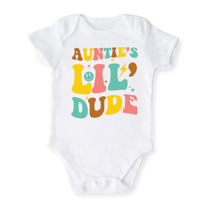 Auntie's Lil Dude Baby Bodysuit Toddler & Kids T-Shirt, Gift for Nephew Tshirt Cute Boys Clothes