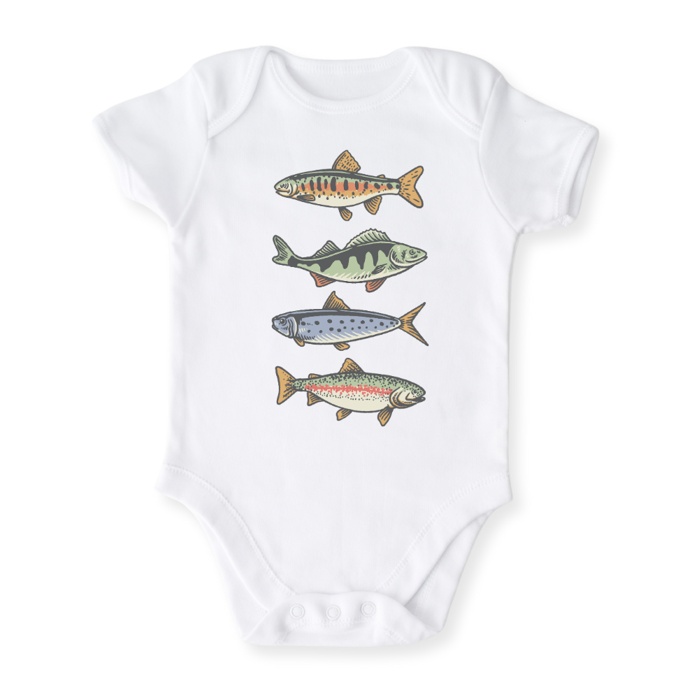 Trout Fish Baby Bodysuit Fishing Tshirt for Kids Toddler Tee Fishing Outfit Fish Sweater