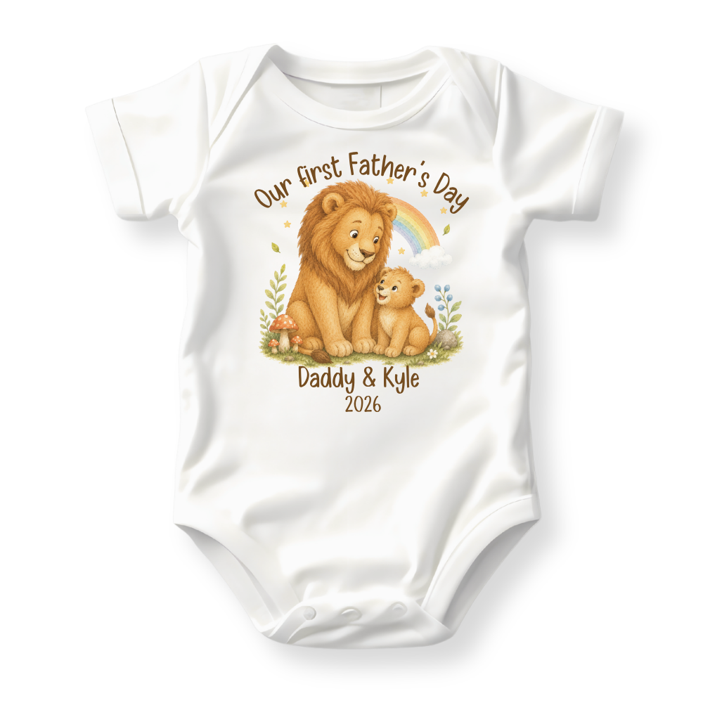 Our First Father's Day Baby Bodysuit, Lion Daddy and Me Matching Outfit