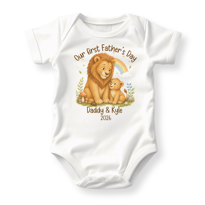 Our First Father's Day Baby Bodysuit, Lion Daddy and Me Matching Outfit