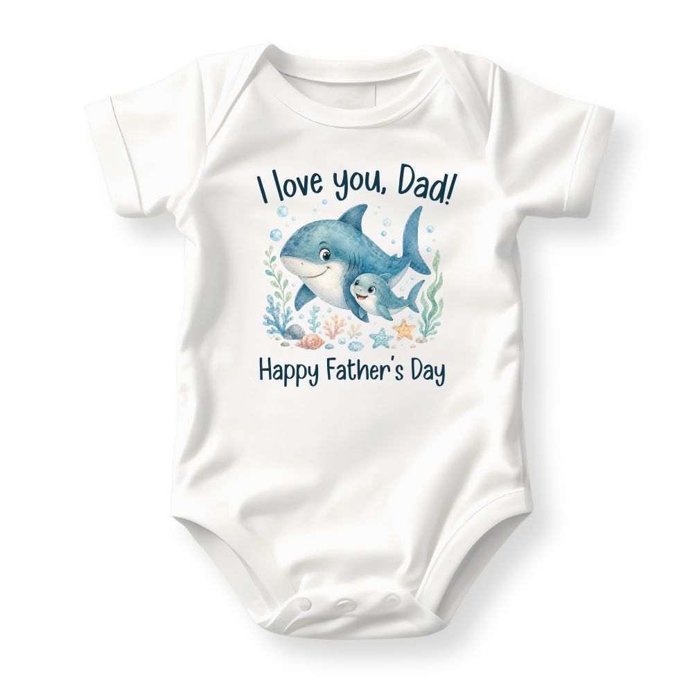 I Love You Dad - Happy Father's Day Shark Baby Bodysuit - Family Outfit