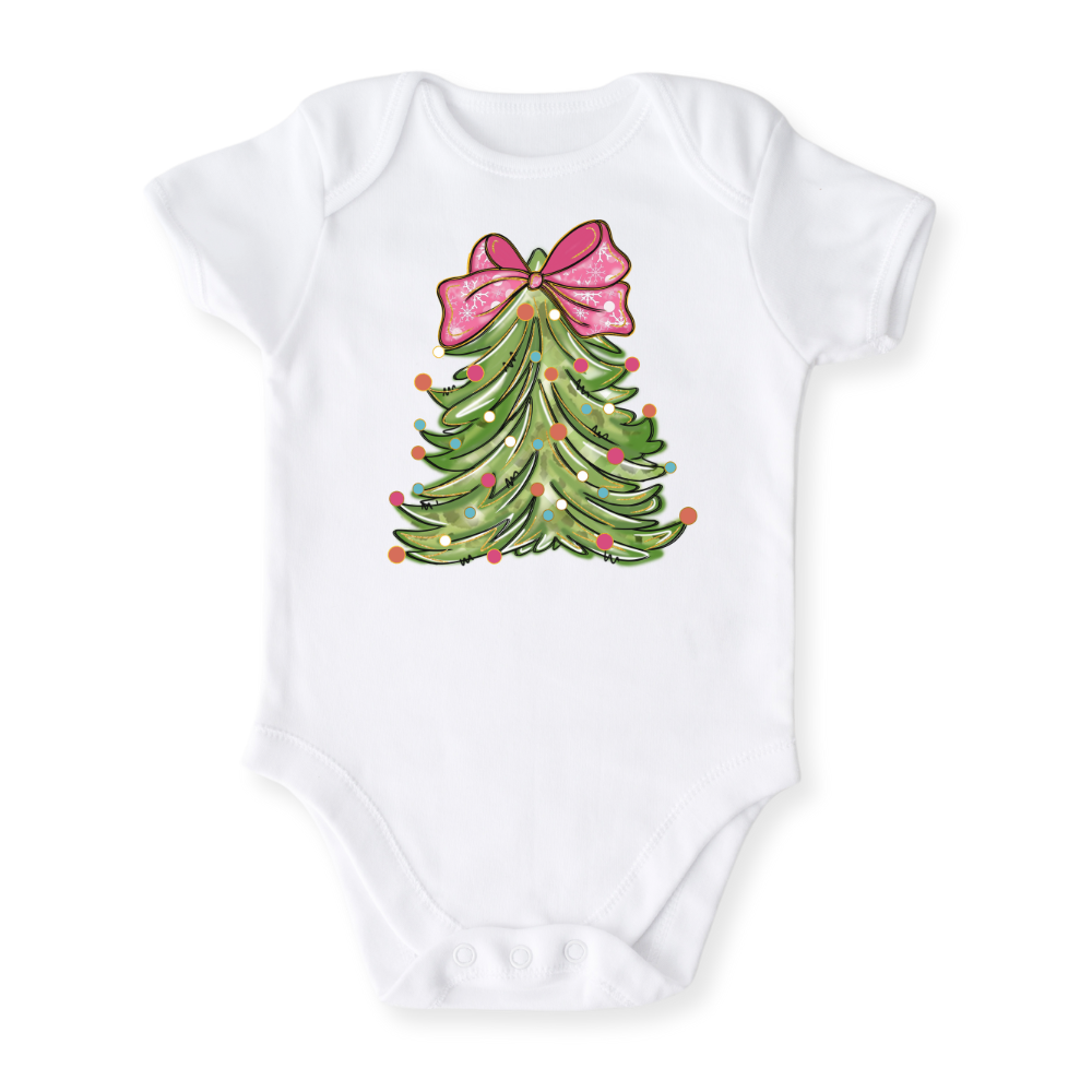 Cute Christmas Baby Bodysuit, Kids & Toddler T-Shirt – Xmas Outfit for Girls Shirt Pink Bow