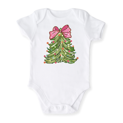 Cute Christmas Baby Bodysuit, Kids & Toddler T-Shirt – Xmas Outfit for Girls Shirt Pink Bow