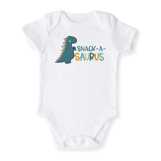 baby onesie clothes girl boy funny newborn gifts outfit toddler infant jersey apparel daddy shirt baby shower kids unisex bodysuit little cute cool clothing mommy Snack-a-saurus newborn Jurassic dinosaur dino Roarsome