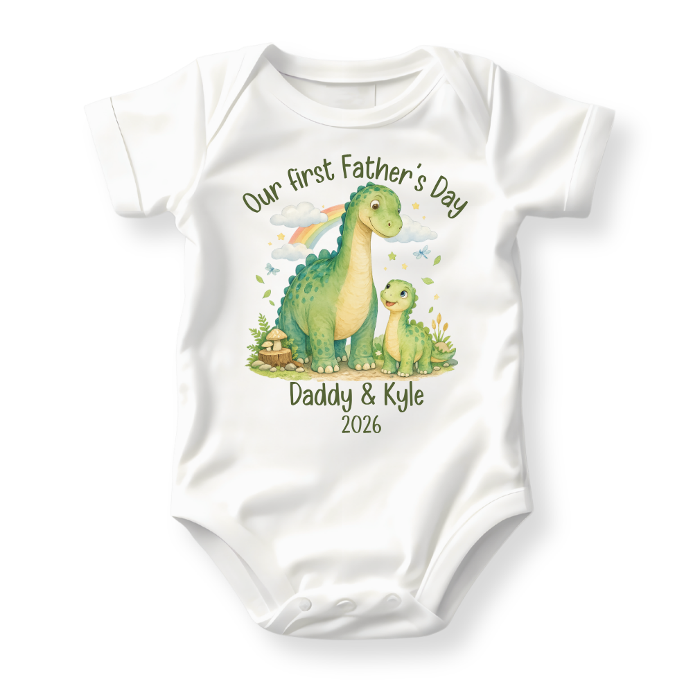 Our First Father's Day Baby Bodysuit, Dinosaur Daddy and Me Matching Outfit