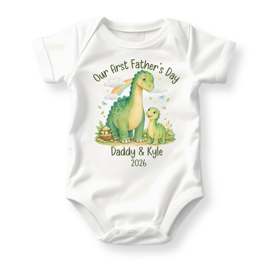 Our First Father's Day Baby Bodysuit, Dinosaur Daddy and Me Matching Outfit