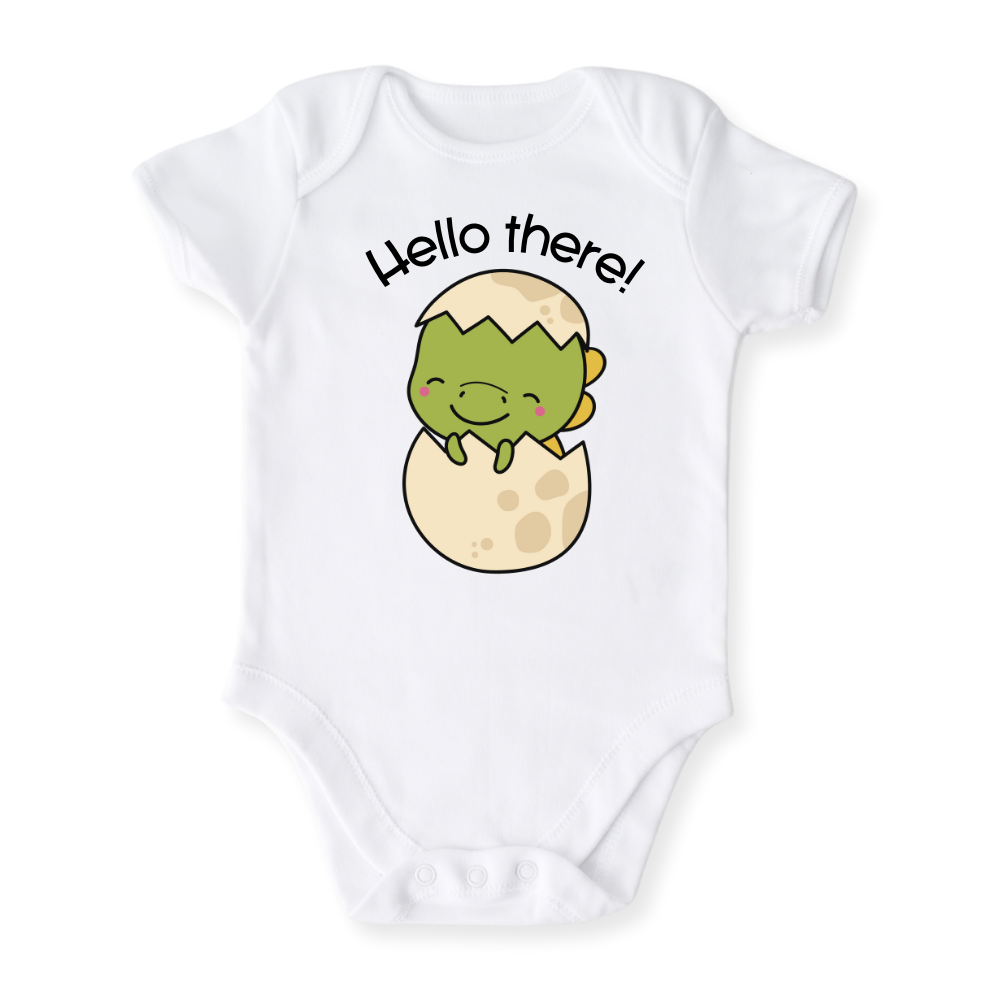 Hello There Dinosaur Baby Bodysuit Toddler & Kids T-Shirt, Dino Baby Clothes, Dino Shirt for Boys