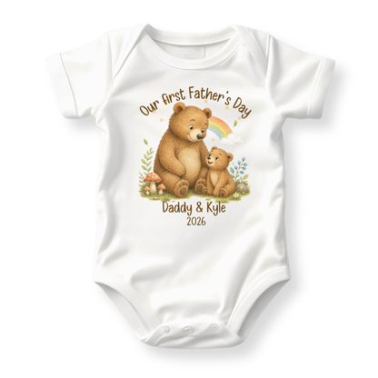 Our First Father's Day Baby Bodysuit, Baby Bear Daddy and Me Matching Outfit
