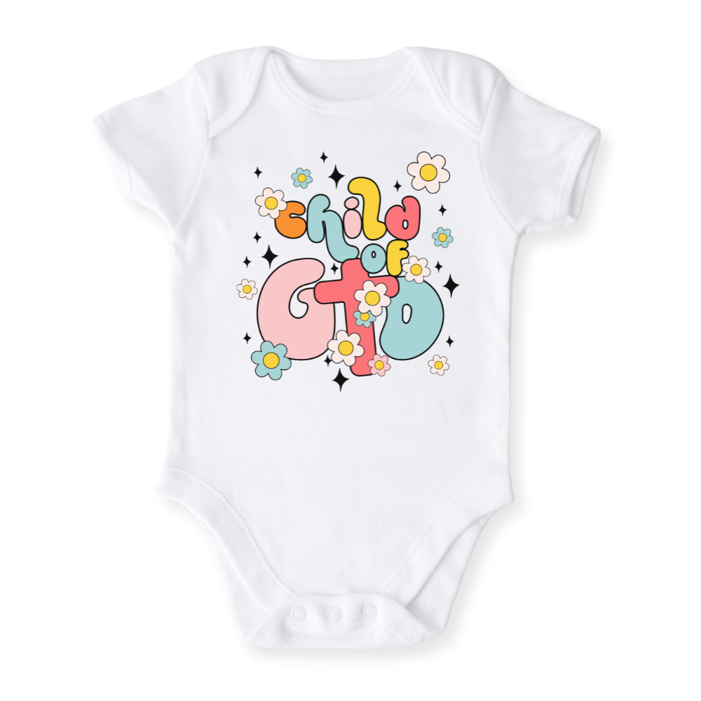 Child of God Baby Bodysuit Retro Flower Tshirt for Kids Toddler Tee Cute Baby Gift for Baby Girl Outfit