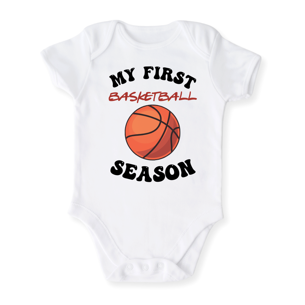 My First Basketball Season Baby Bodysuit, Kids & Toddler T-Shirt – Sport Baby Gift for Basketball Fans
