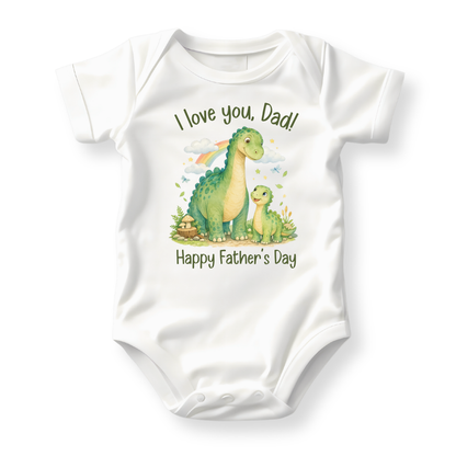 I Love You Dad - Happy Father's Day Dinosaur Baby Bodysuit - Family Outfit