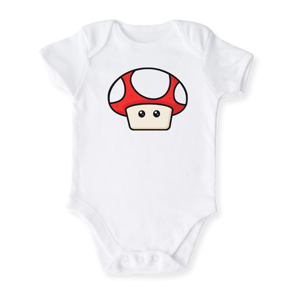 Red Mushroom Tshirt, Cute Mushroom Baby Bodysuit